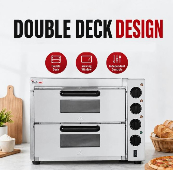BakerMax Compact Countertop Double Deck Electric Pizza Oven EP-2T/15