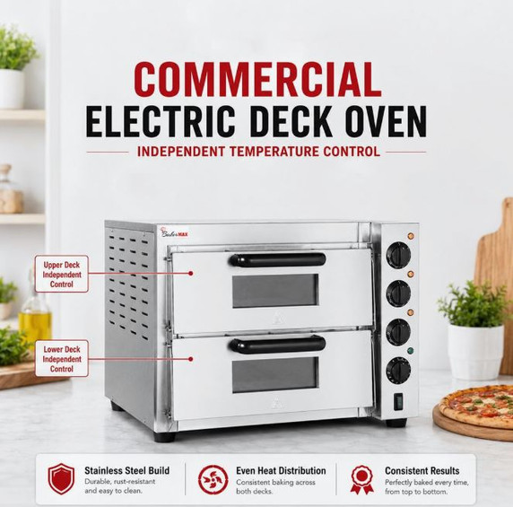 BakerMax Compact Countertop Double Deck Electric Pizza Oven EP-2T/15