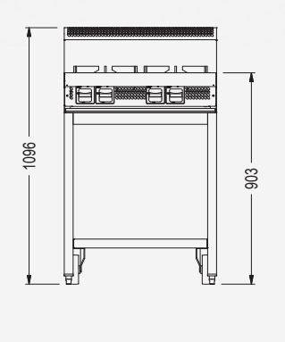 Cookon CT4 Free Standing 4 Burners on SS Stand