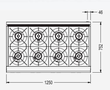 Cookon CT8 Freestanding 8 Burners on S/S Stand