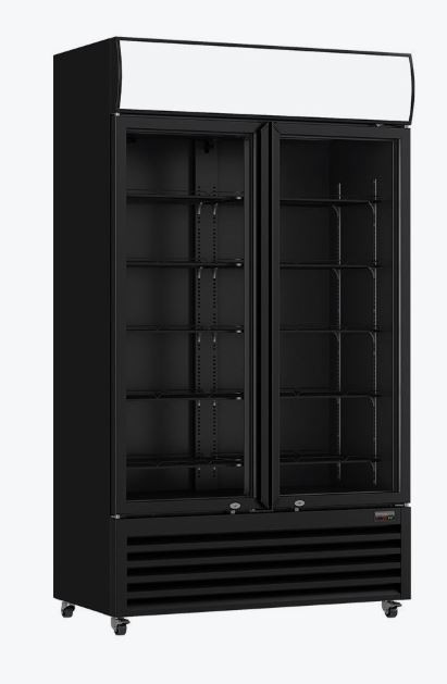Thermaster Large Two Glass Door Colourbond Upright Drink Fridge LG-1200BP
