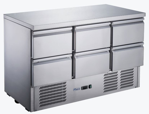 FED-X Six Drawer Salad Prep Fridge - XGNS1300D-6D