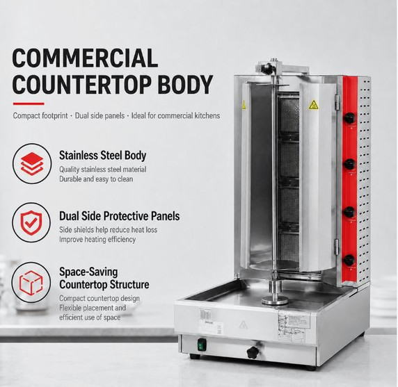 GasMax Semi-automatic 4 Burner NG Kebab Machine KB-4