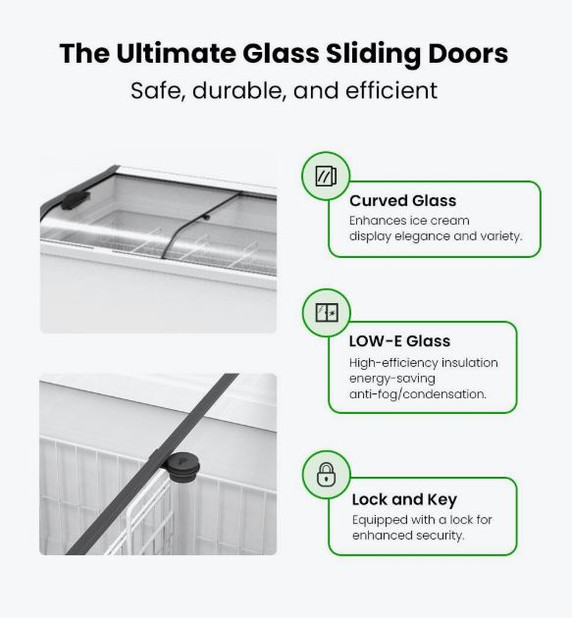 Thermaster Heavy Duty Supermarket Glass Sliding Lid Freezers 576L SD-576K