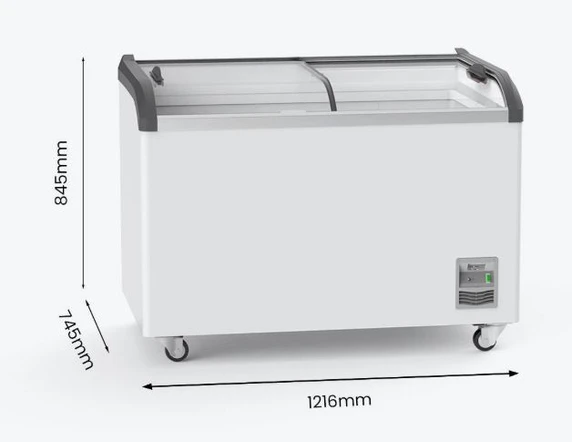 Thermaster SD-406K Curved Glass Sliding Lid Chest Freezer – 406L Display