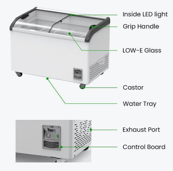 Thermaster Heavy Duty Supermarket Glass Sliding Lid Freezers 406L SD-406K