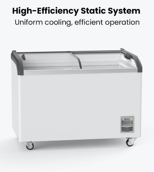 Thermaster SD-406K Curved Glass Sliding Lid Chest Freezer – 406L Display