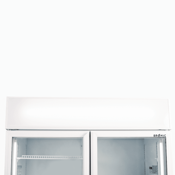 Upright Display Fridge 885L 2 Doors Flat Glass White