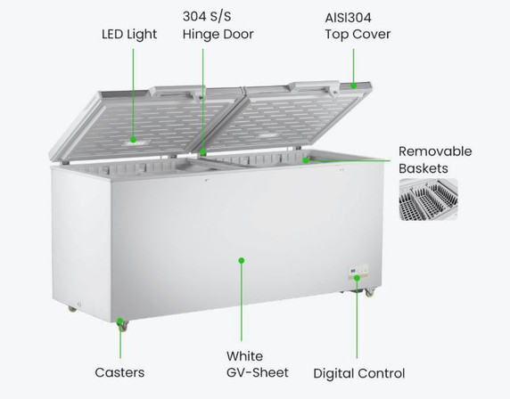 600L Chest Freezer with Stainless Steel Lid
