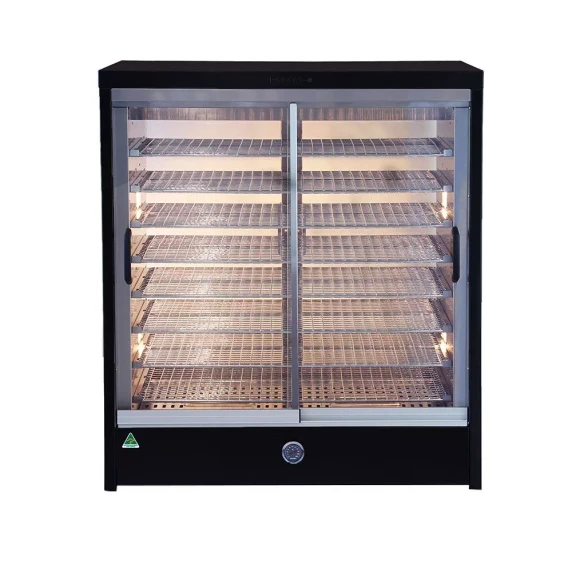 Roband HB200R Heat 'n' Hold Commercial Food Warmer with Black Finish & Sliding Doors