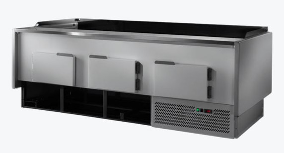 Tecnodom Series MR80 Black 1520mm Self-serving Deli Display with Storage and Castors - TDMR-0815SELF