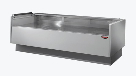 Tecnodom Serie MR80 Black 2480mm Self-serving Deli Display with Storage and Castors - TDMR-0825SELF