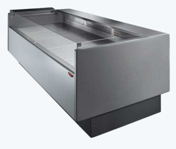 Tecnodom Serie MR80 Black 2480mm Self-serving Deli Display with Storage and Castors - TDMR-0825SELF
