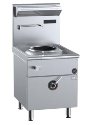 B+S Black Series IN-W1-8-HS Single Hole Induction Wok - 8 Kilowatt with High Splashback