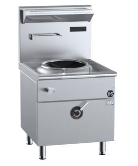 B+S Black Series IN-W1-12-HS Single Hole Induction Wok - 12 Kilowatt with High Splashback