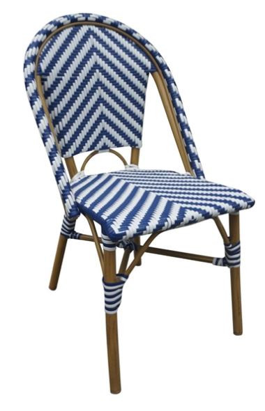 Bolero Parisian Style Rattan Side Chair Blue (Pack of 2)