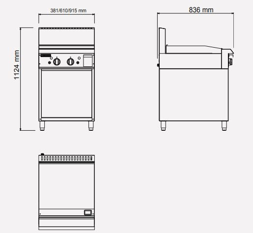 Mercury 610mm Gas Griddle on Base