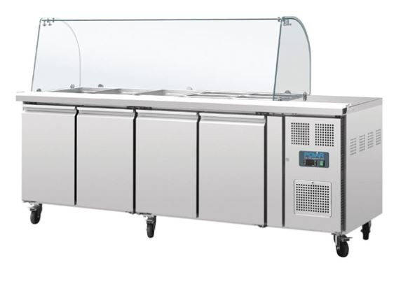 Polar CT395-A U-Series Four Door Refrigerated Gastronorm Saladette Counter