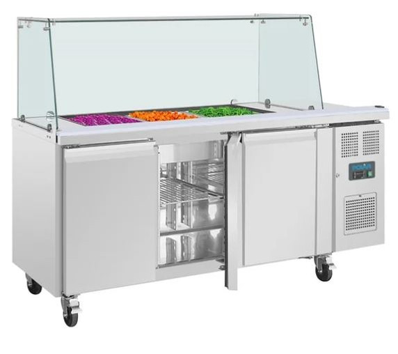 Polar UA018-A U-Series GN Saladette Counter with Square Sneeze Guard 3 Door
