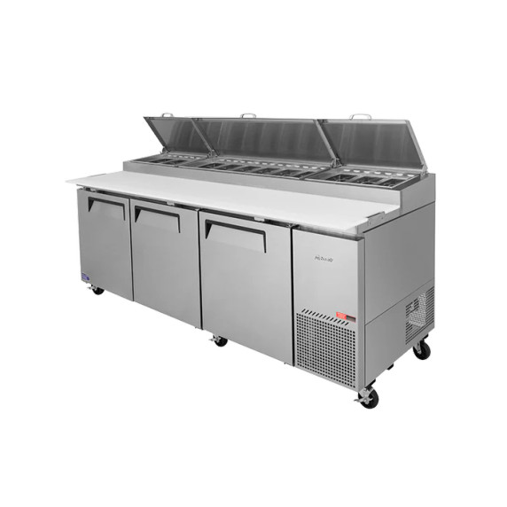 Turbo Air CTPR-93SD 3 Door Solid Pizza Prep Fridge Turbo Air CTPR-93SD 3 Door Solid Pizza Prep Fridge