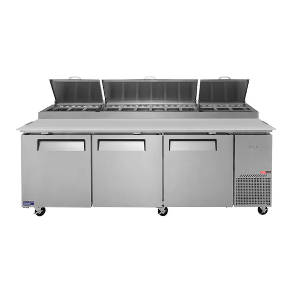 Turbo Air CTPR-93SD 3 Door Solid Pizza Prep Fridge Turbo Air CTPR-93SD 3 Door Solid Pizza Prep Fridge