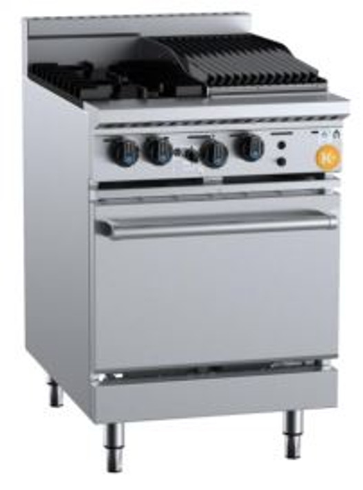 B+S K+ KOV-SB2-CBR3 - Oven w/ 2 Open Burners 300mm Char Broiler