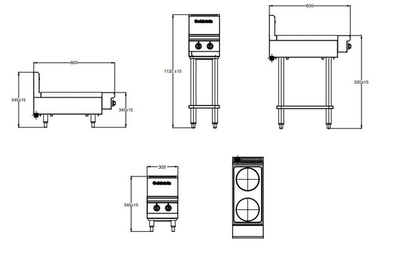 Goldstein PEB2S‑X Electric Cooktop, 2 Solid Plates