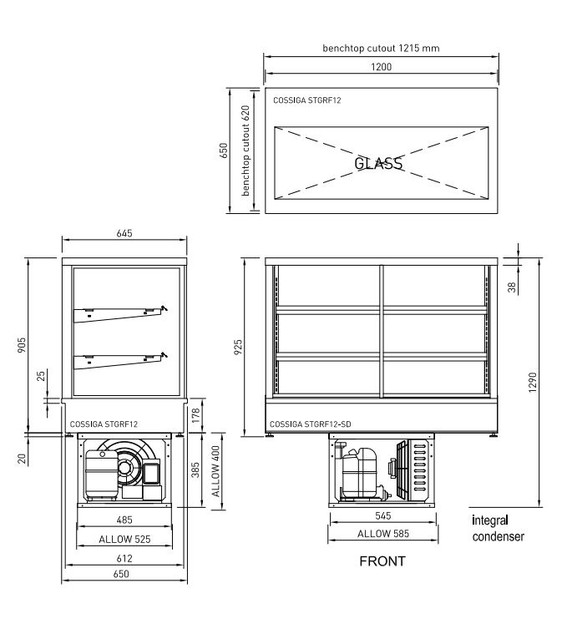 Cossiga STGRF12-SD - Refrigerated Countertop 1200mm, Sliding Doors