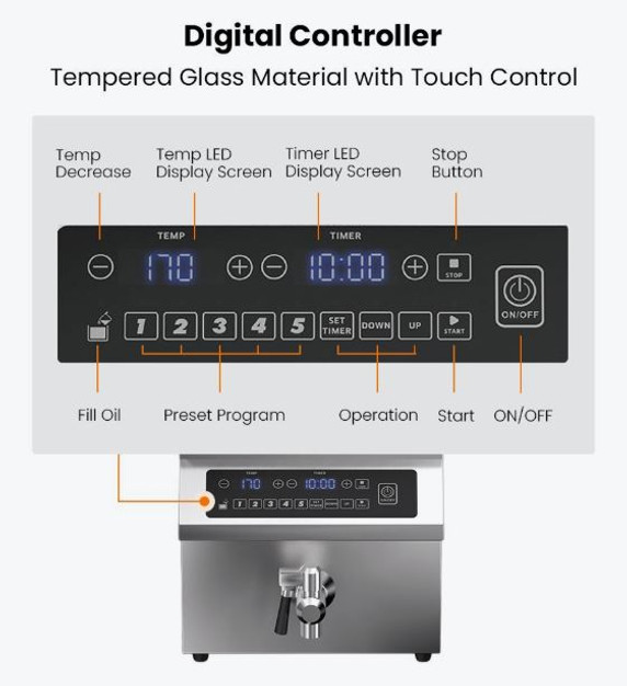 Benchstar Single Tank Auto Lifting Induction Fryer - IF3500S-AL