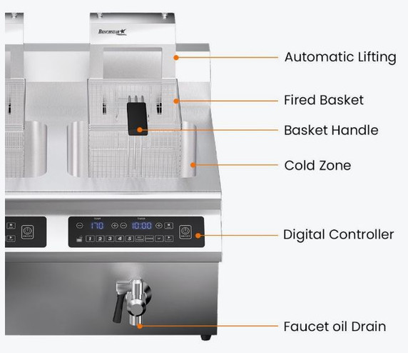 Benchstar Double Tanks Auto Lifting Induction Fryer - IF7000D-AL