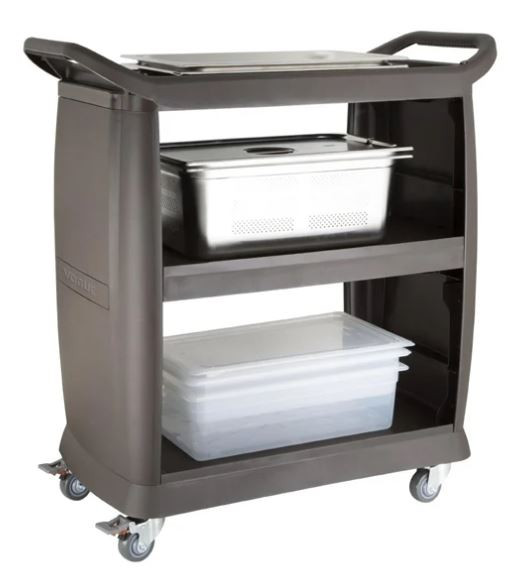 Vogue DN585 Polypropylene 3-Tier Commercial Mobile Utility Trolley (90kg Capacity)