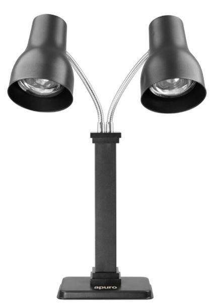 Apuro JA868-A Double Heat Lamp Carving Station Matt Black 2x250W