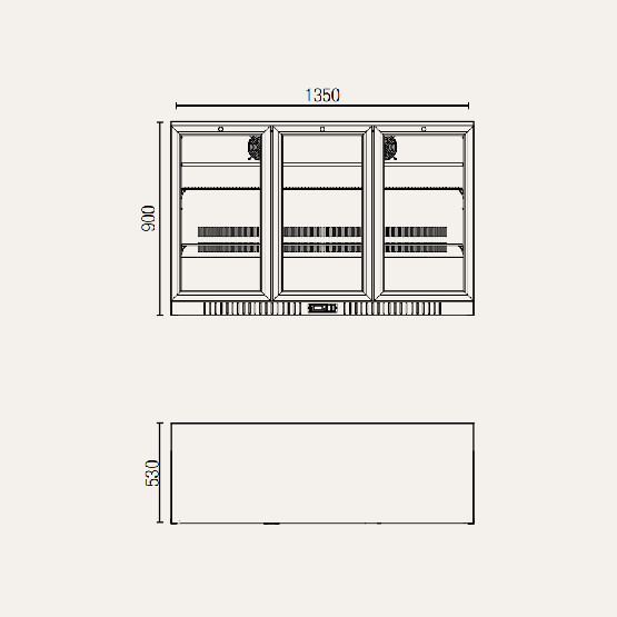 Exquisite UBC330S Three Sliding Doors Backbar Display Refrigerators