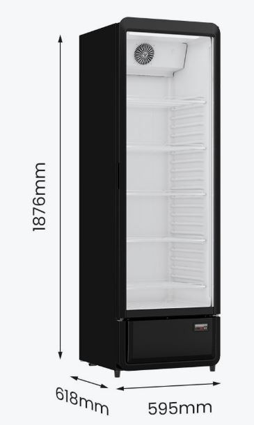 Thermaster SDC-343B Upright Glass Door Beverage Display Fridge in Black (343L)