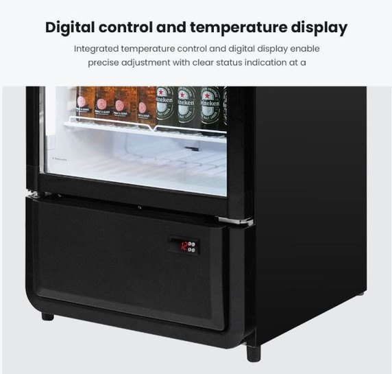 Thermaster SDC-343B Upright Glass Door Beverage Display Fridge in Black (343L)