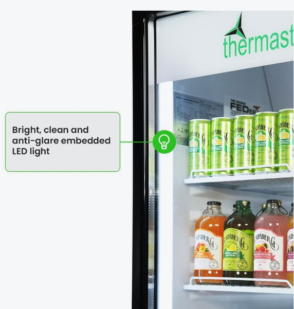 Thermaster SDC-343B Upright Glass Door Beverage Display Fridge in Black (343L)