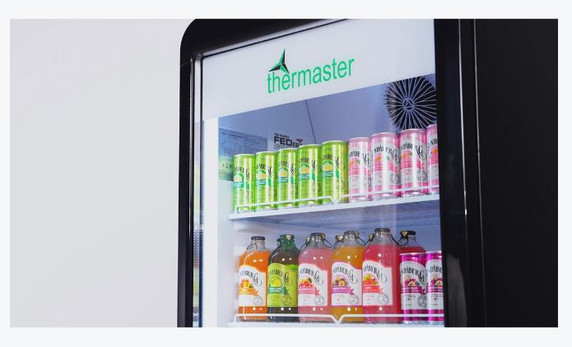 Thermaster SDC-343B Upright Glass Door Beverage Display Fridge in Black (343L)