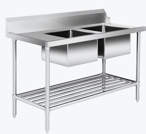 Right Inlet Double Sink Dishwasher Bench - DSBD7-1500R/A