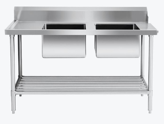 Right Inlet Double Sink Dishwasher Bench - DSBD7-1500R/A