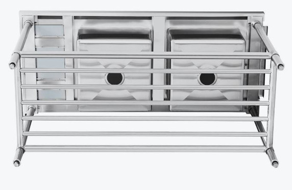 Right Inlet Double Sink Dishwasher Bench - DSBD7-1500R/A