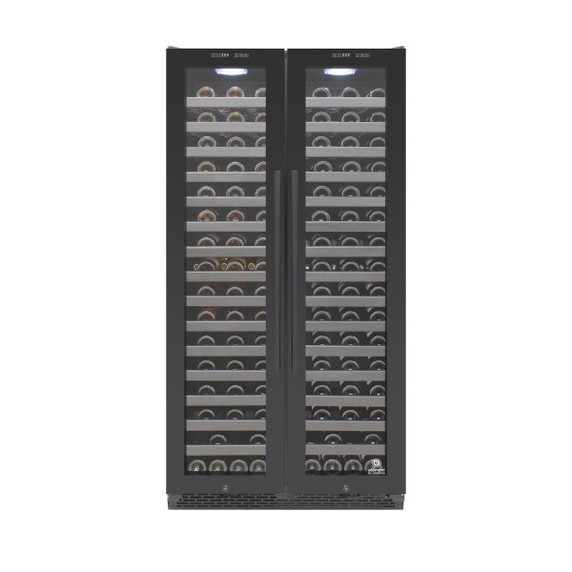 Vinotemp EL-36TD180 180-Bottle Dual-Zone Wine Cooler Built in or Free standing French Door