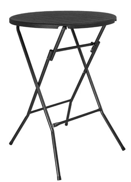 Bolero HZ892 Folding HDPE Bar Table Wood Effect Black 800mm