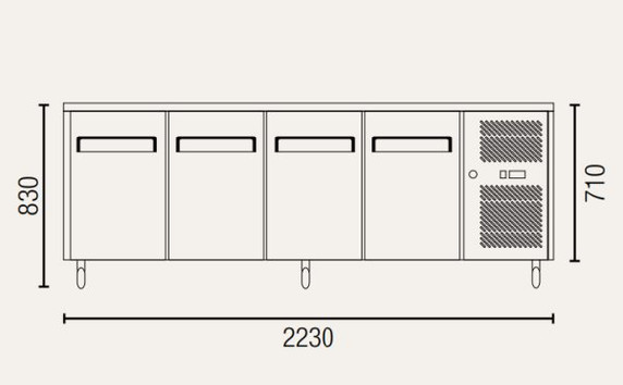 Exquisite SSC550H Four Solid Doors Underbench Storage Refrigerator Slimline