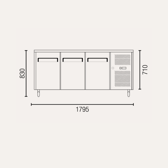 Exquisite SSC400H Three Solid Doors Underbench Storage Refrigerator Slimline