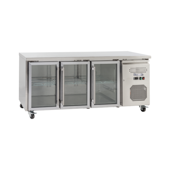 Exquisite SSC400G Three Glass Doors Underbench Storage Refrigerator Slimline