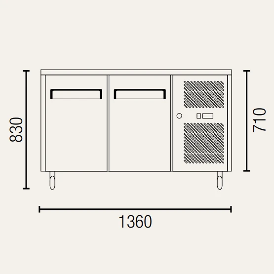 Exquisite USC260H Two Solid Doors Underbench Storage Refrigerator