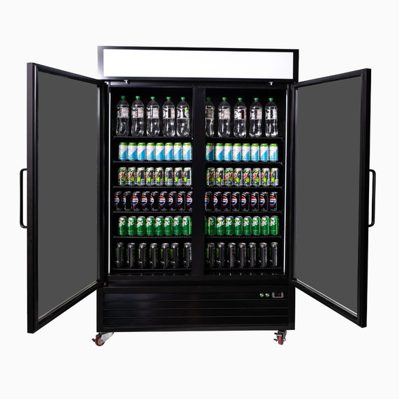 Bromic UC1250GDL-NR Upright Display Fridge 1266L 2 Door Flat Glass Lightbox