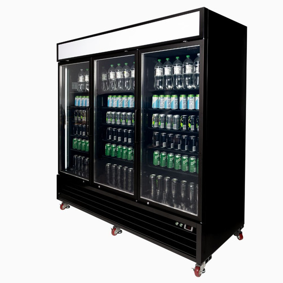Bromic UC1980GDL-NR Upright Display Fridge 1980L 3 Door Flat Glass Lightbox