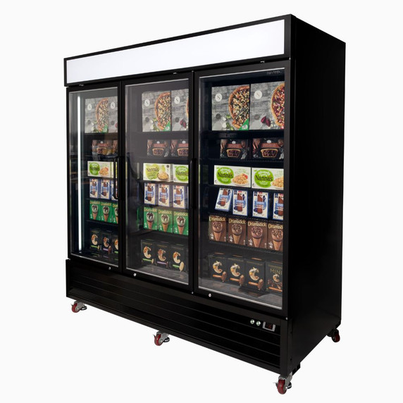 Bromic UF1980GDL-NR Upright Display Freezer 1980L 3 Door Flat Glass Lightbox
