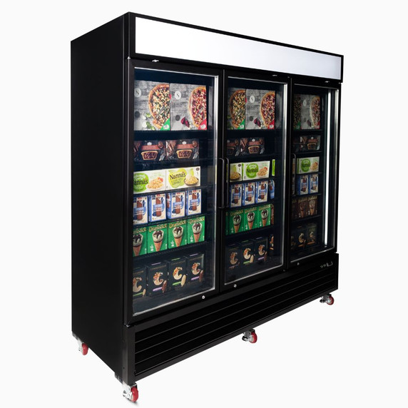 Bromic UF1980GDL-NR Upright Display Freezer 1980L 3 Door Flat Glass Lightbox
